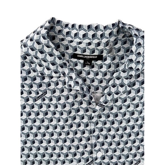 Karl Lagerfeld 3D Block Print Button Shirt Blue ( S ) - Picture 4 of 4